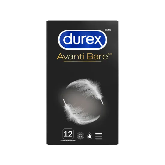 Durex Avanti Bare latex condoms for a real feel, pack of 12