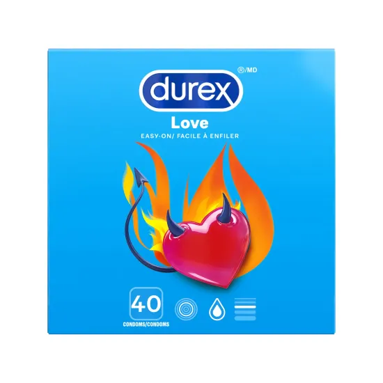 Packaged Durex Thin Love condoms.