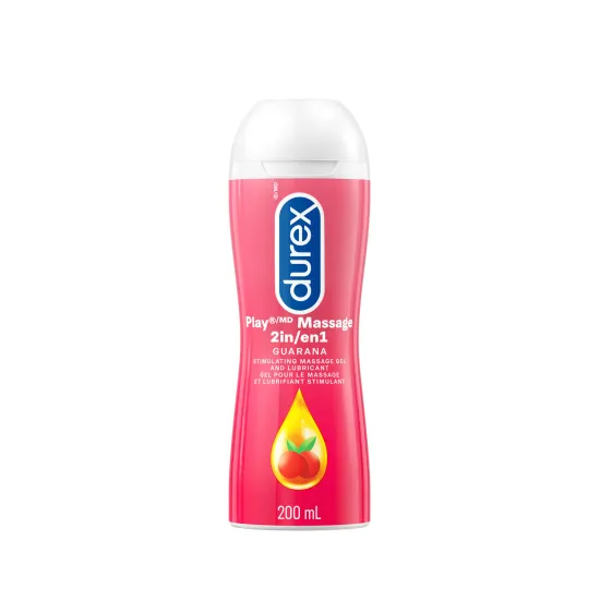 Lubrifiant Durex 2 en 1 dans une bouteille rose.